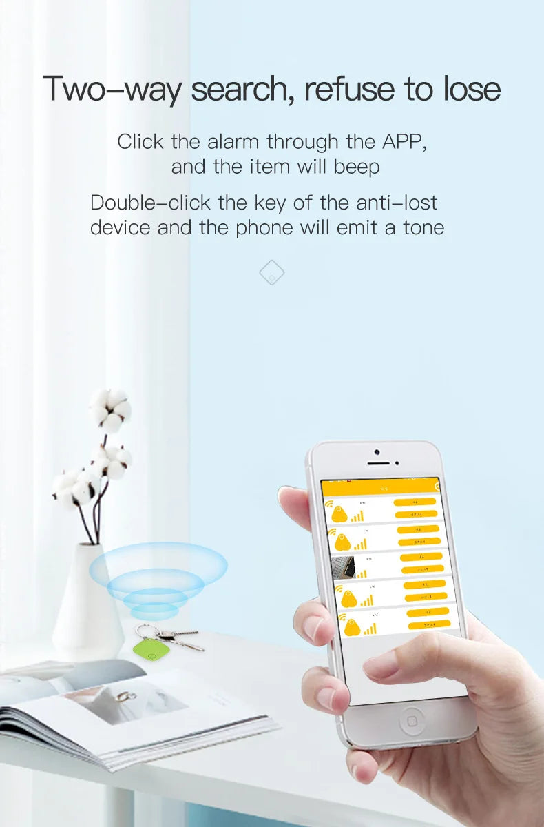 Smart Bluetooth GPS Tracker Tag Anti-Lost Reminder Compatible with Android IOS Car Key Pet Finder Rated Locator